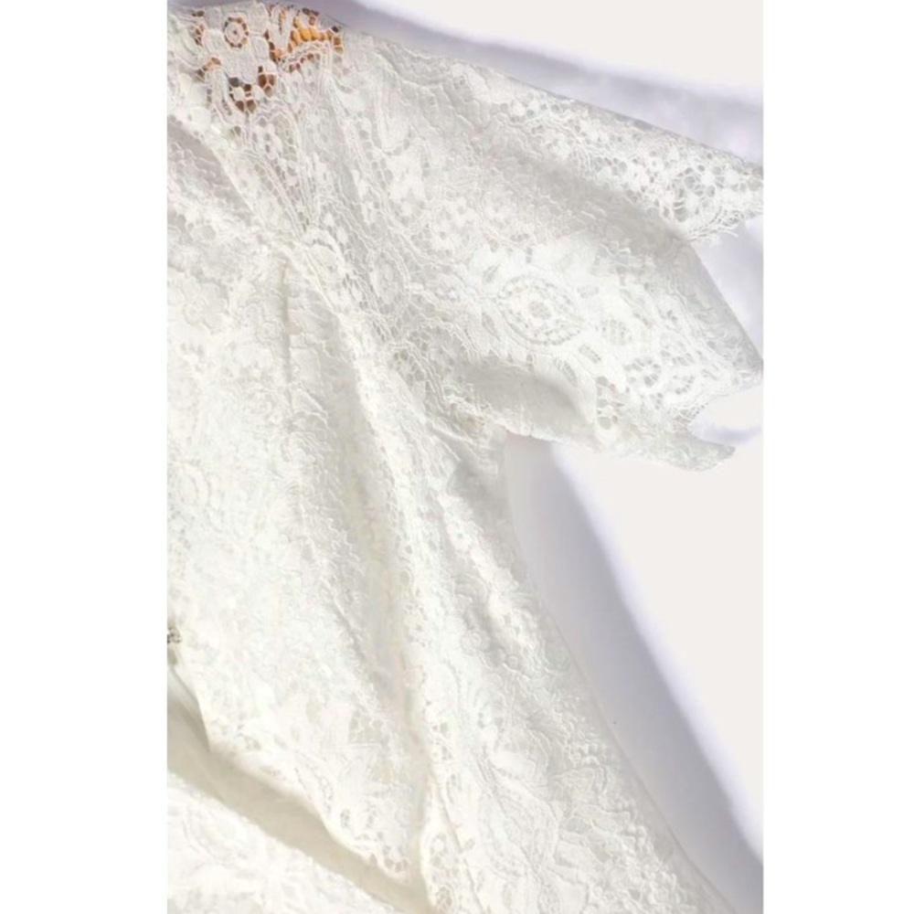 Lulus Glorious Love White Lace Short Sleeve Jumpsuit Size XS Classy Chic Bridal - Picture 3 of 6